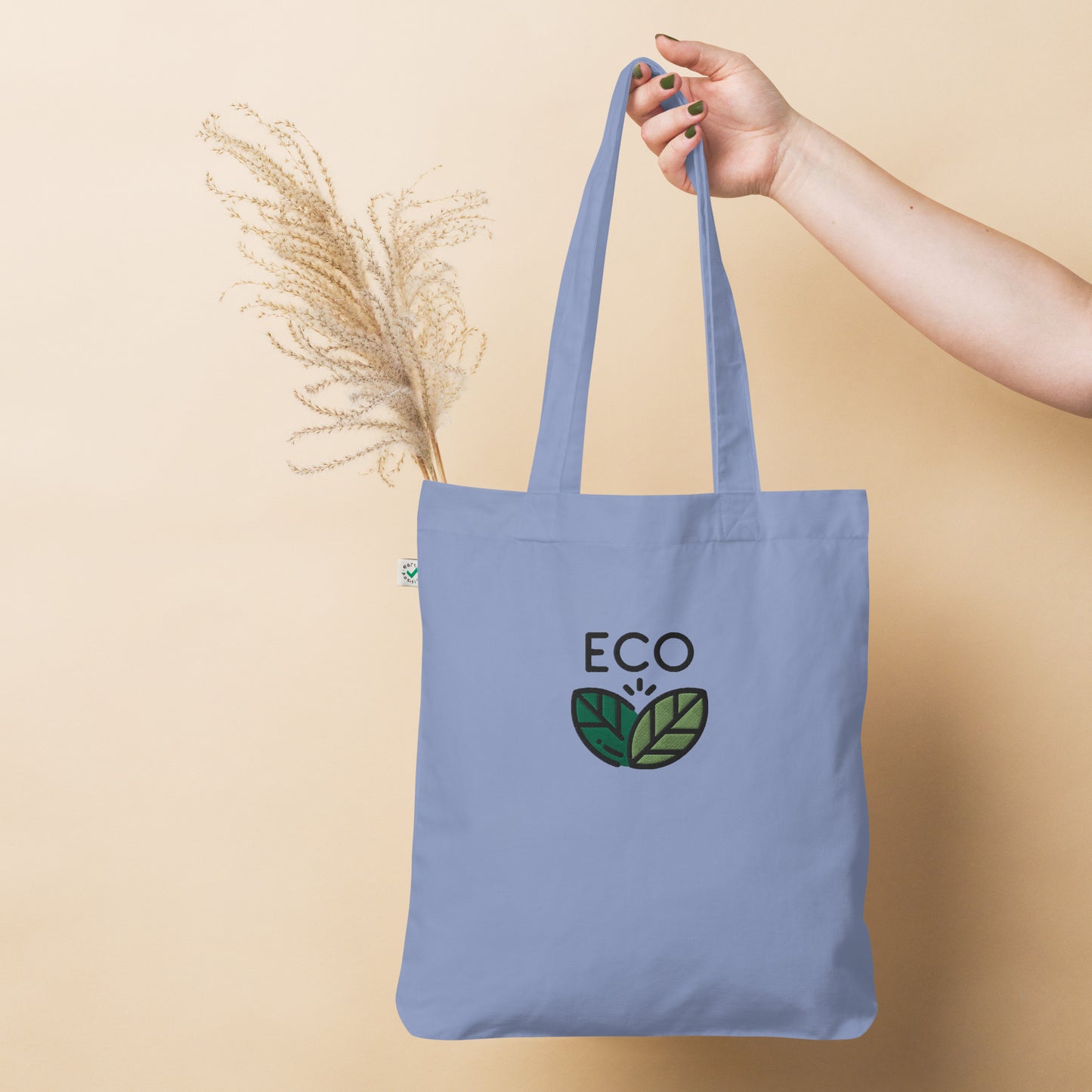 Small shopping bag organica ricamata